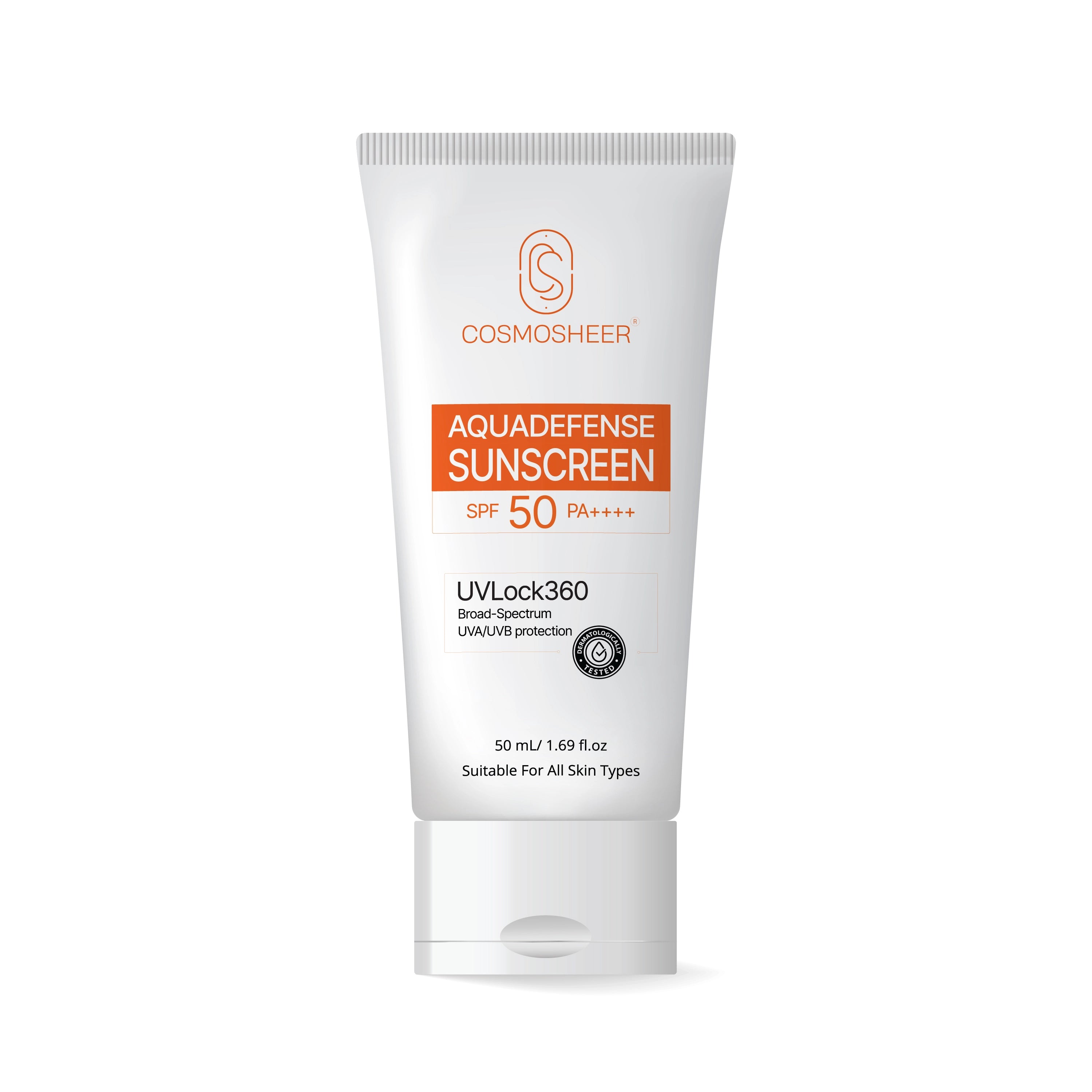 Aquadefense Sunscreen SPF 50 PA++++ | Broad Spectrum UVA & UVB | Water-Resistant | Lightweight Hydrating Lotion | 50 ml | Pack of 2