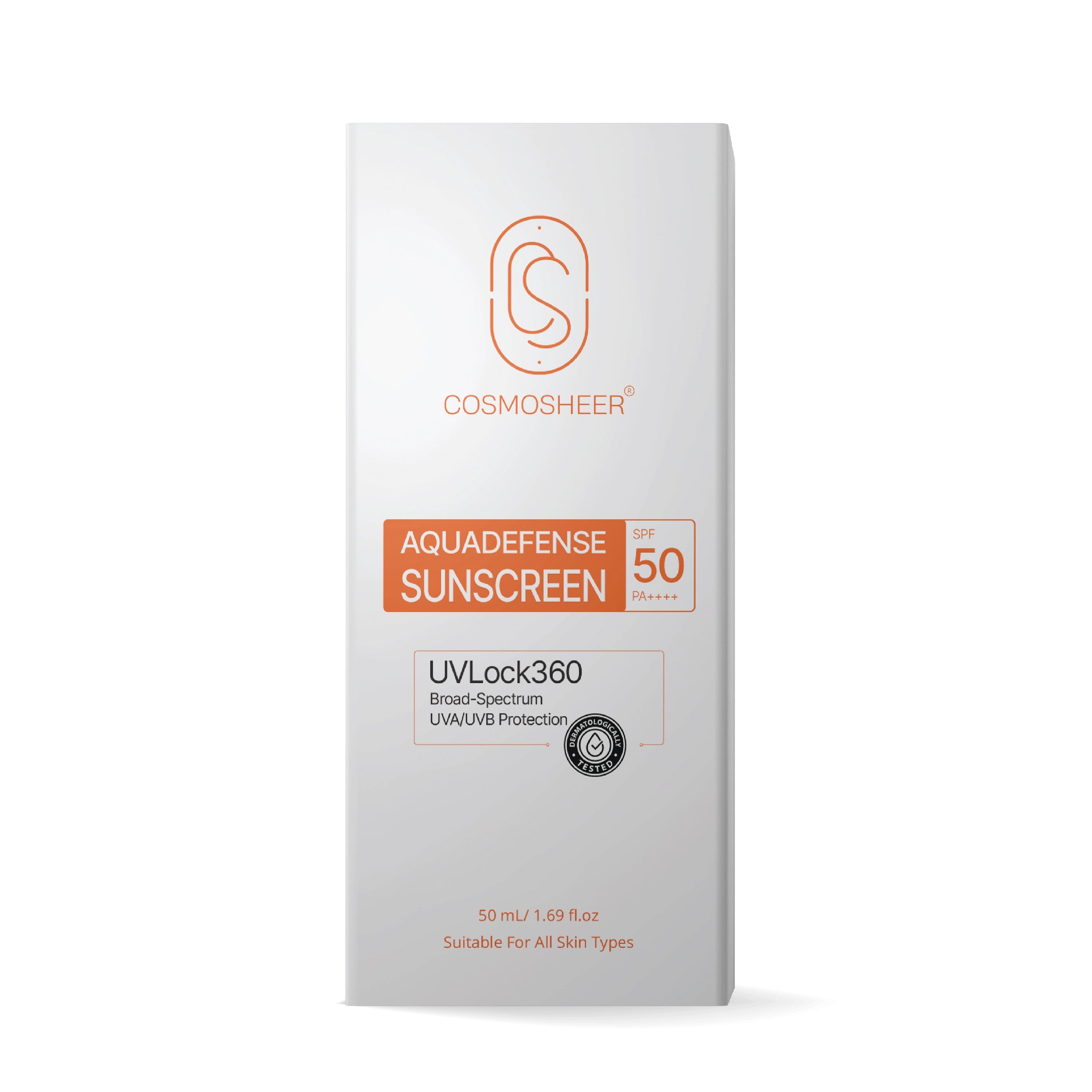 Aquadefense Sunscreen SPF 50 PA++++ | Broad Spectrum UVA & UVB | Water-Resistant | Lightweight Hydrating Lotion | 50 ml | Pack of 2