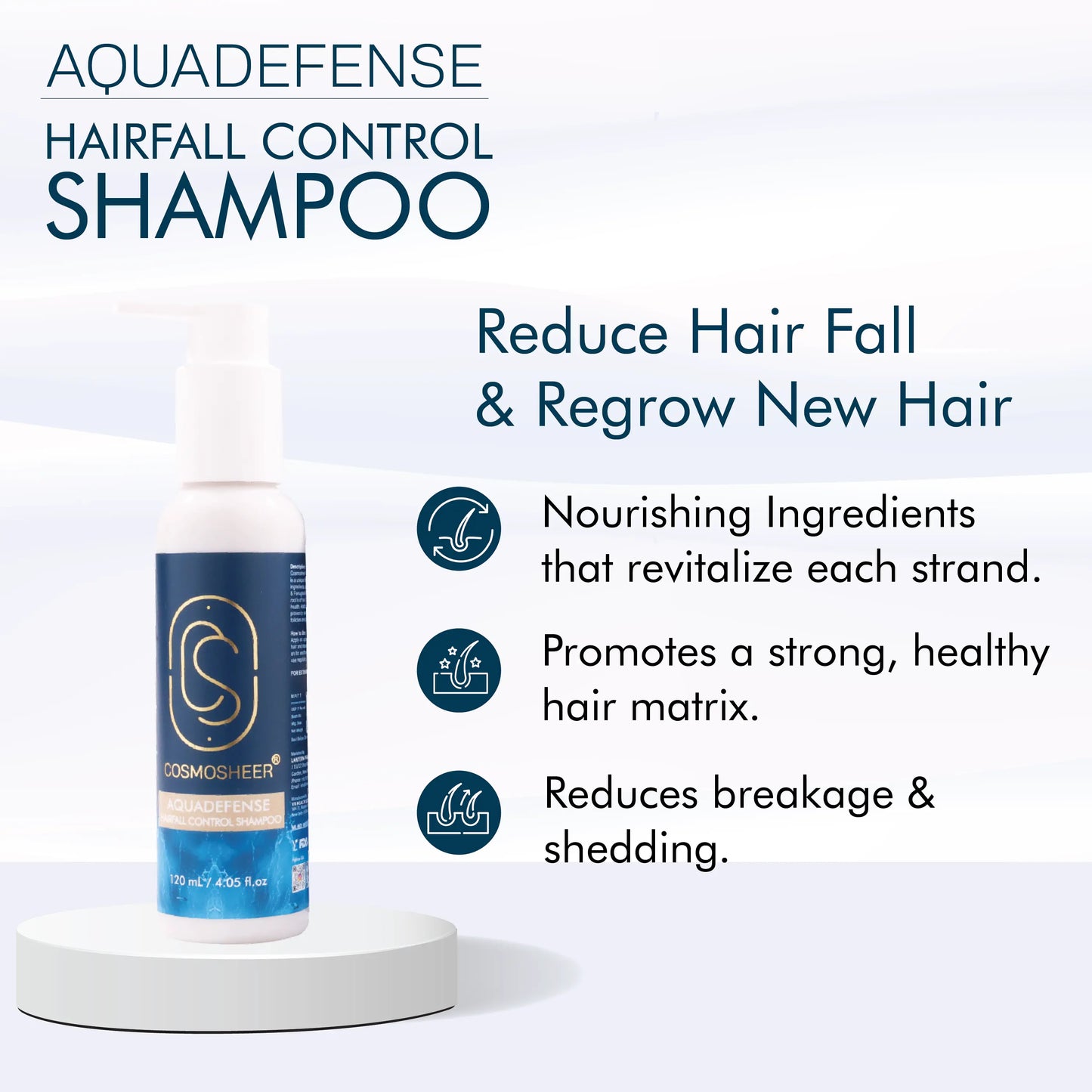 Aquadefense Hair Fall Control Shampoo (water-based shampoo) | 120 ml