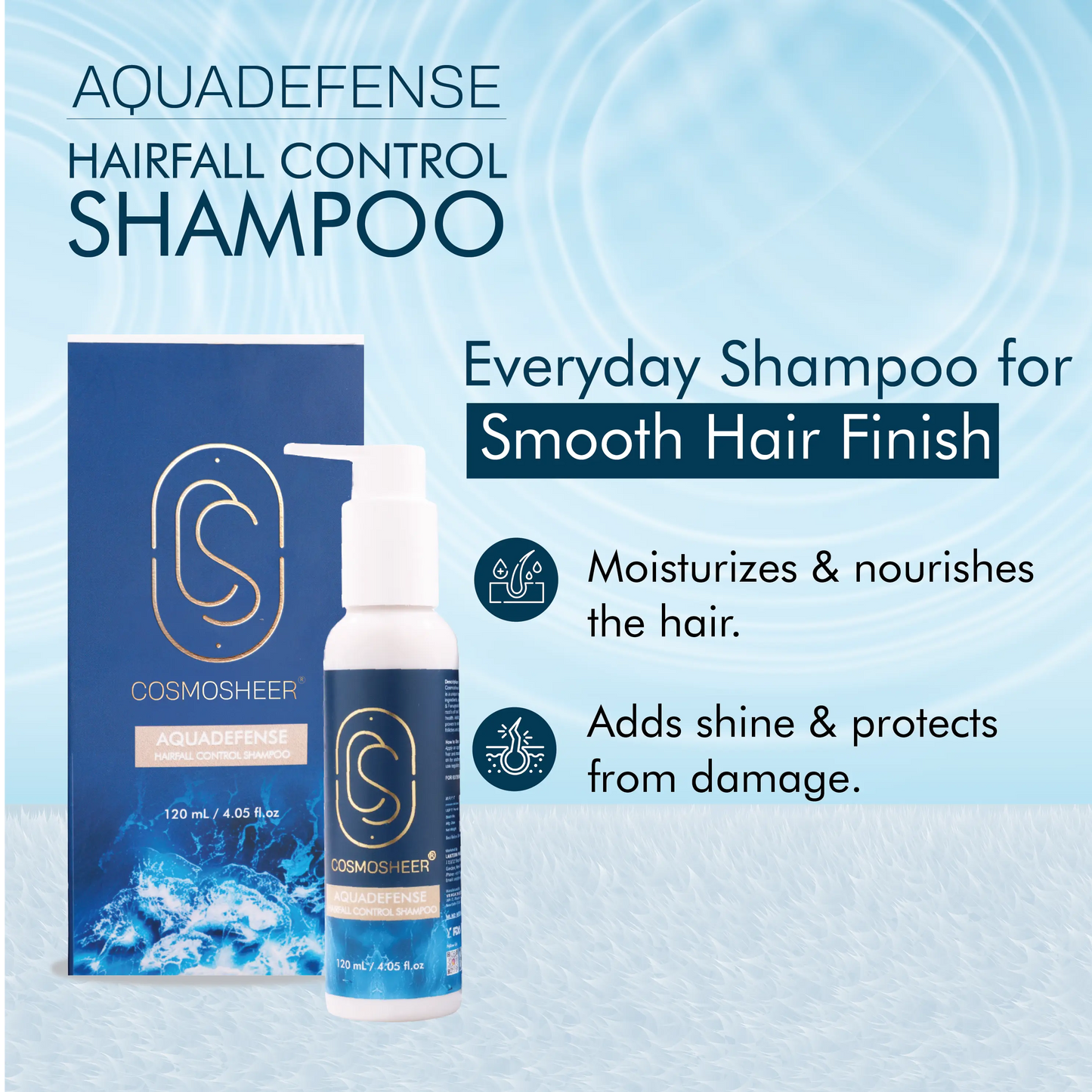 Aquadefense Hair Fall Control Shampoo (water-based shampoo) | 120 ml