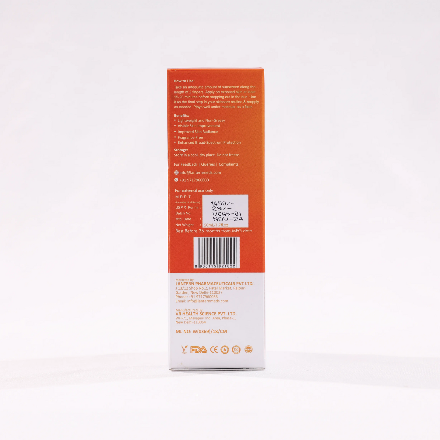 Aquadefense Sunscreen SPF 50 PA ++++ (Protection from UVA & UVB rays ) | 50 ml