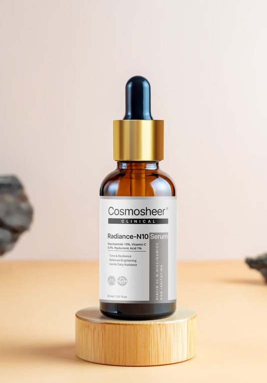Cosmosheer Radiance-N10 Serum 30ml - Niacinamide 10% Vitamin C Hyaluronic Acid for Daily Glow